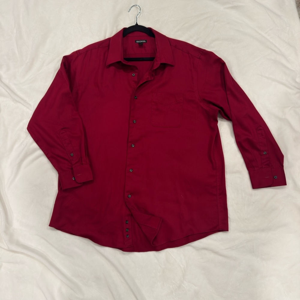 George Men's Button-Down Shirt in Deep Red